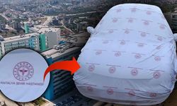 Şehir Hastanesi’ne ait çarşaf arabaya güneşlik yapıldı!