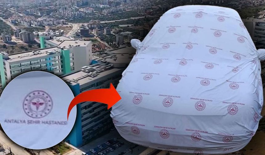 Şehir Hastanesi’ne ait çarşaf arabaya güneşlik yapıldı!